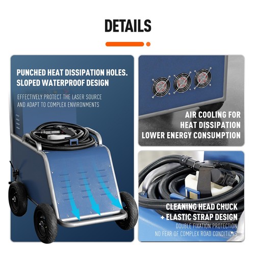 Máquina de limpieza láser de pulso de 300 W diseño todoterreno para eliminar manchas en campo al aire libre - Imagen 5 de 11