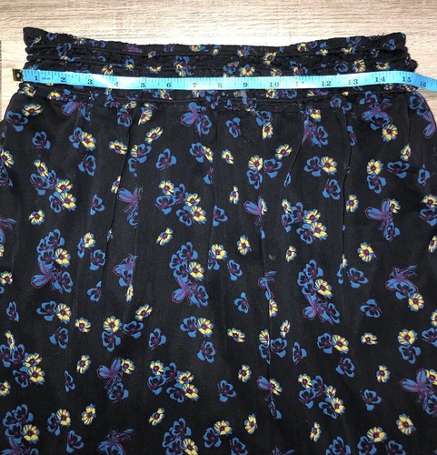 Xhilaration Skirt M Black Floral Midi Elastic Waistband Tiered Hem - Picture 6 of 7