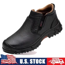 Composite Toe Work Shoes Mens Safety Shoes Slip On Work Boots Steel Top Shoes