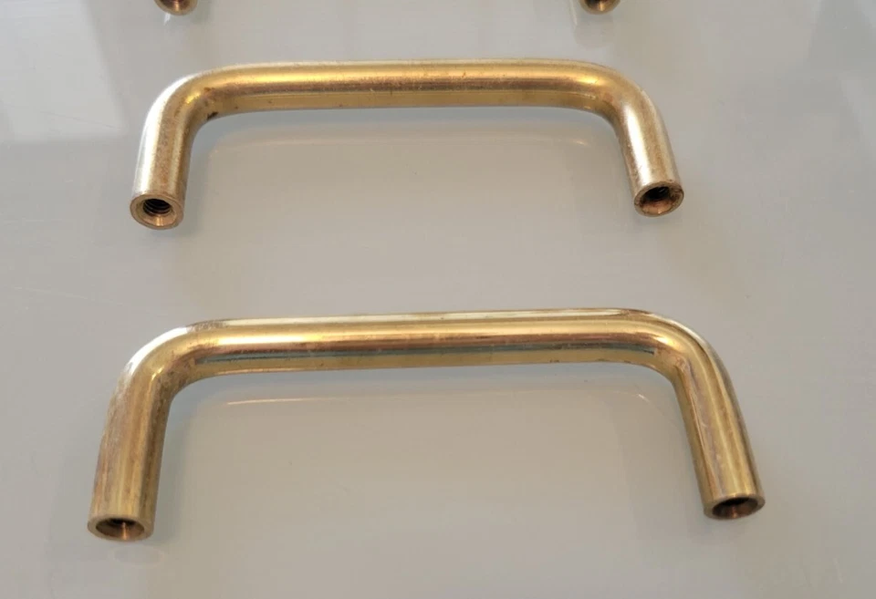 6 Vintage Drawer Wire Pulls Handle Brass 3" Centers Industrial Desk MCM Modern — 第 2/4 张图片