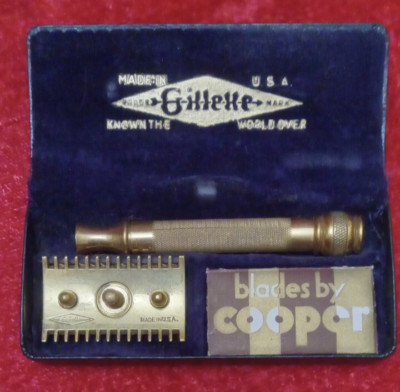 RARE 1930s Vintage Antique Gillette Brass Razor Case