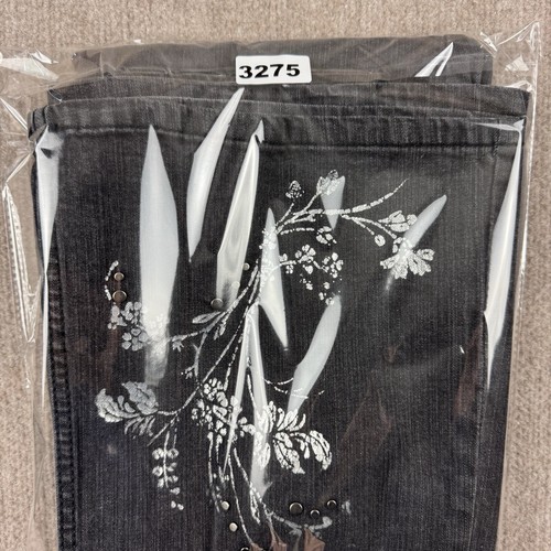 Faded Glory Stretch Jeans Damen ausgestellt Missy 16 schwarz Denim Blumen 36x32 Y2K - Bild 19 von 19