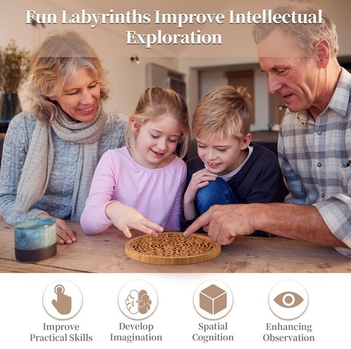 Round Wooden Labyrinth Board Game: Marble Maze for Education and Fun NEW IN BOX - Picture 9 of 10