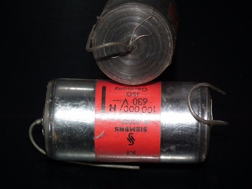 Two vintage NOS Polystyrene Capacitors 0.1mfd / 630V Siemens Klangfilm Hi End - Picture 3 of 11