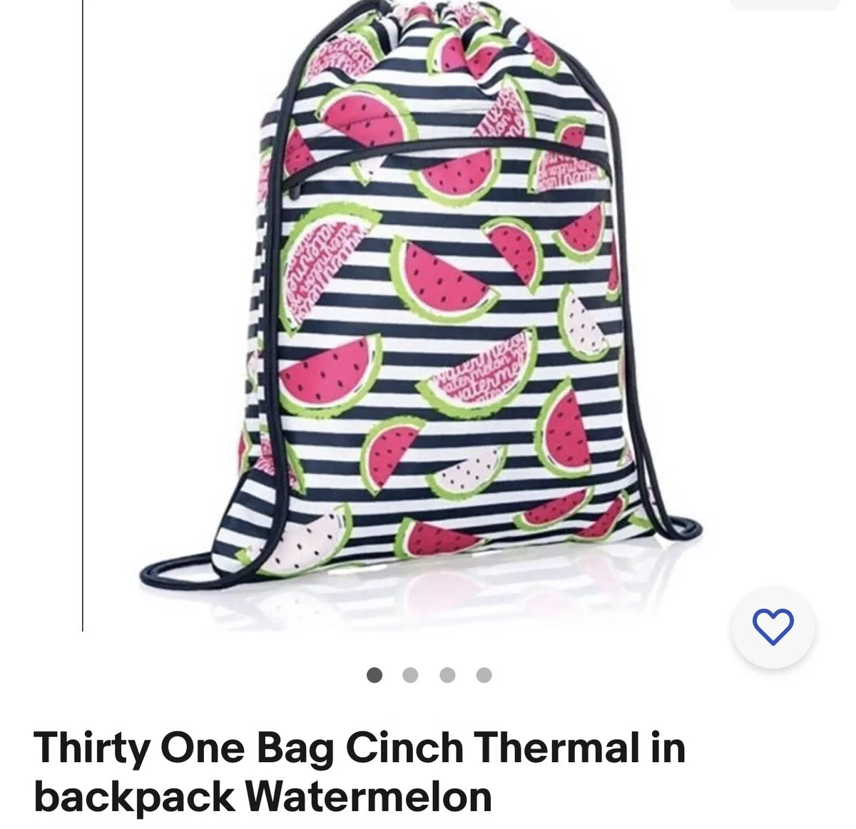 thirty-one, Bags, New Thirtyone Watermelon Print Cool Cinch Thermal  Backpack Lunch Tote Cooler