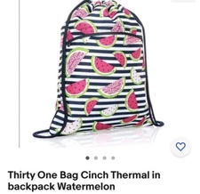 *New* Thirty One COOL CINCH THERMAL Insulated Backpack Tote - watermelon