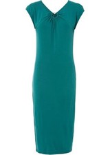 Etuikleid mit Schlitz Gr. 32/34 Petrol Damenkleid Midi Business-Dress Neu