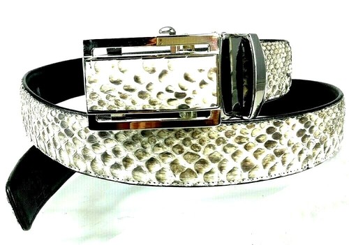 Genuine Python Snake Leather Mens Belt Premium Men Chrome Buckle Automatic 1.5" - Picture 2 of 12