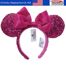 Disney- Ears Pink Aqua Sequin Minnie Mouse Limited Party Headband Girl Women