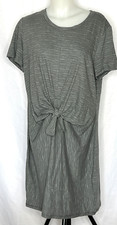 NWOT NEW T by Talbots Gray Striped Tie-Front T-Shirt Dress XL