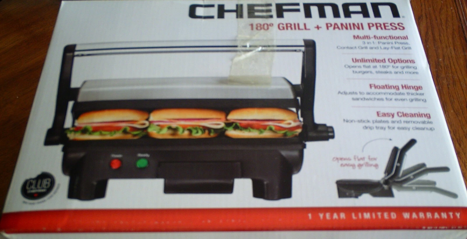 Chefman 180 Deg. Grill + Panini Press, RJ02-180, Brand New
Opens in a new window or tab