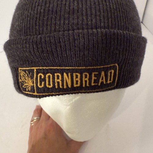Official Cornbread Logo In Yellow Stitched Onto Dark Gray Winter Beanie Hat - Picture 6 of 10
