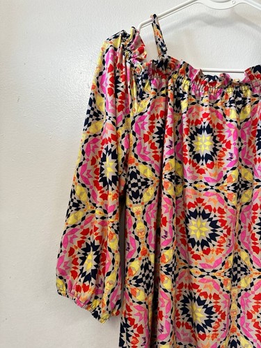 Tacera Size 2X Cold Shoulder Spaghetti Strap Colorful Geometric Floral Dress - Picture 8 of 14