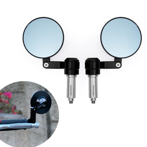 Cafe Racer Rear View Mirror 12mm-18mm Handlebar Back Mirror Large View Aluminum - Bild 1 von 7