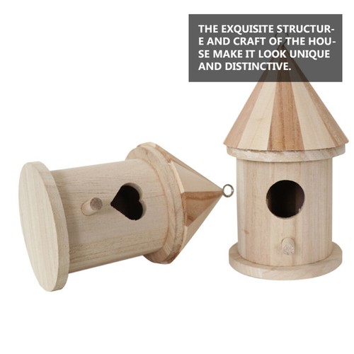 4 Pcs points de vente Wooden Bird Nest Ornaments Hanging Birdhouse Bird's-nest Child