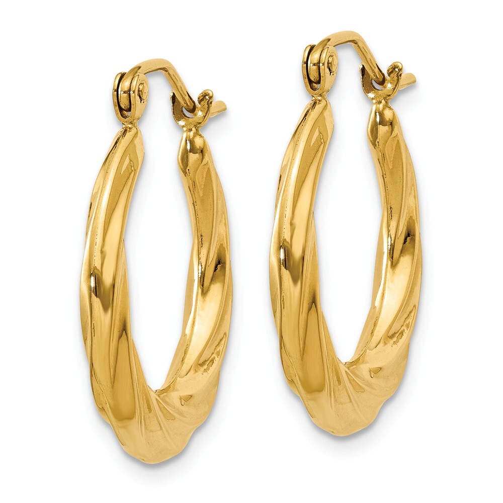 13mm 14K Yellow Gold Polished Twisted Hollow Hoop Earrings