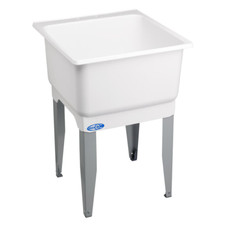 Fregadero de bañera de lavandería montaje en piso 23 X 25 pulgadas plástico utilitario lavado interior exterior