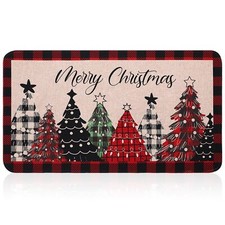 Merry Christmas Door Mat Christmas Tree Front Door Mat Buffalo Plaid Decorati...