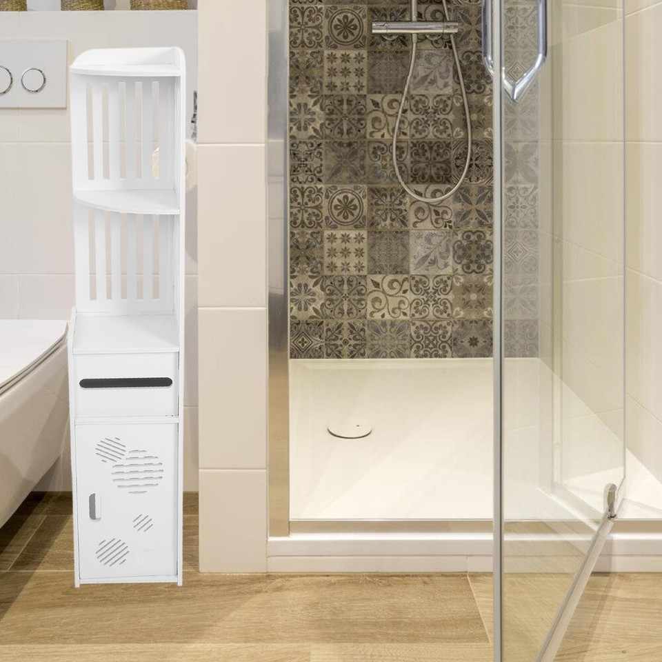 Bathroom Free Standing Waterproof White Floor Storage Unit