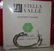 New Stella Valle Silver Tone August Birthstone Half Hoop Earrings MSRP $45