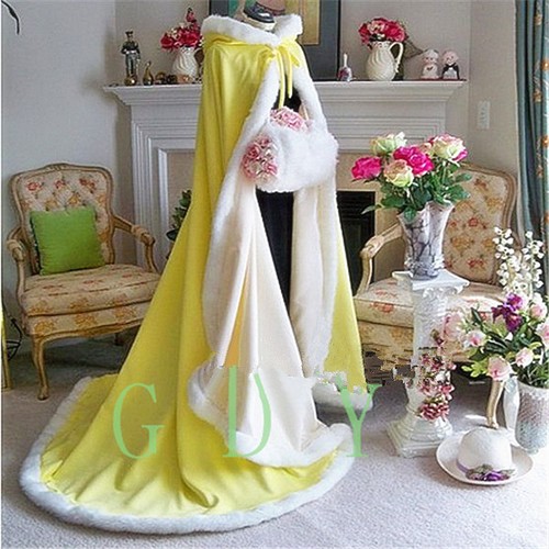 Hot Bridal Winter Warm Long Wedding Cloak Cape Faux Fur Cape Hot Costume - Picture 18 of 25