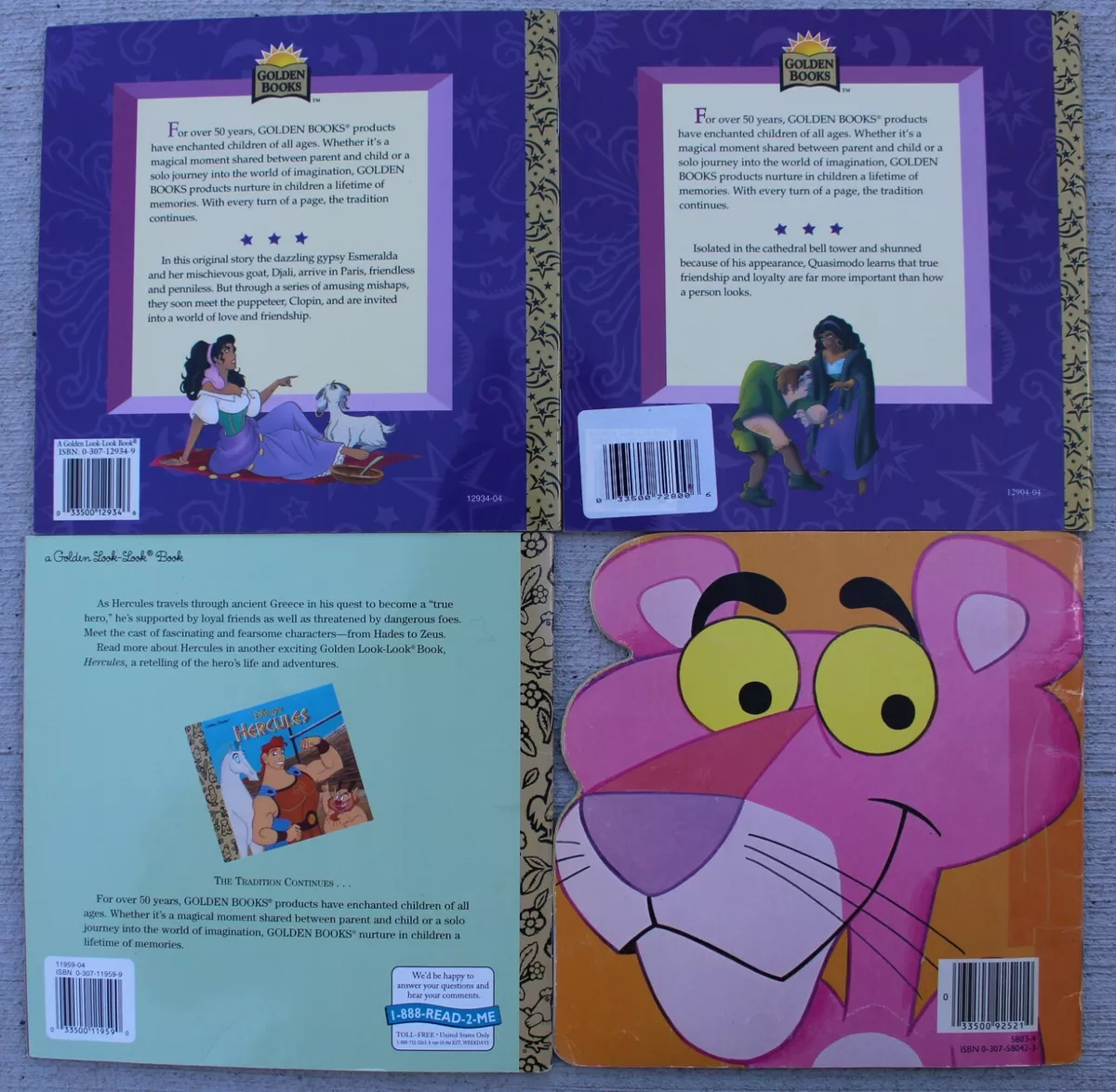 Golden Books:1 Paperback Pink Panther, & 2 HRDCVR Hunchback of Notre Dame Plus 1