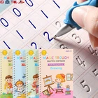 4 PC Reusable Grooved Writing Books for Kids, Magic Copy Books,Reusable Handl