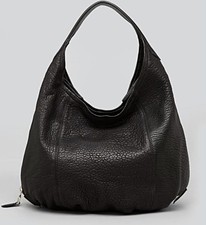 Max Mara Black Hobo Dotto Leather Expandable Satchel Shoulder Bag Handbag