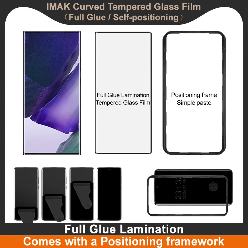 Protector de pantalla de vidrio curvo 3D pegamento completo imak para Samsung Galaxy Note20 Ultra Foto 2 de 4