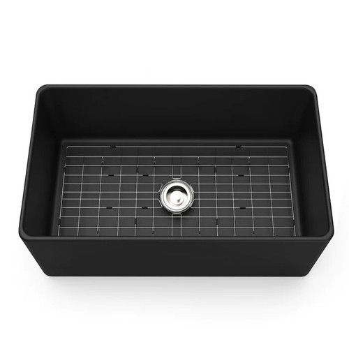 30 inch Apron Farmhouse Fireclay Single/Double Bowl Sink Matte Black HOROW - Picture 10 of 12