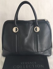 Versace Collection Medusa Large Black Leather Structured Handbag Satchel Bag