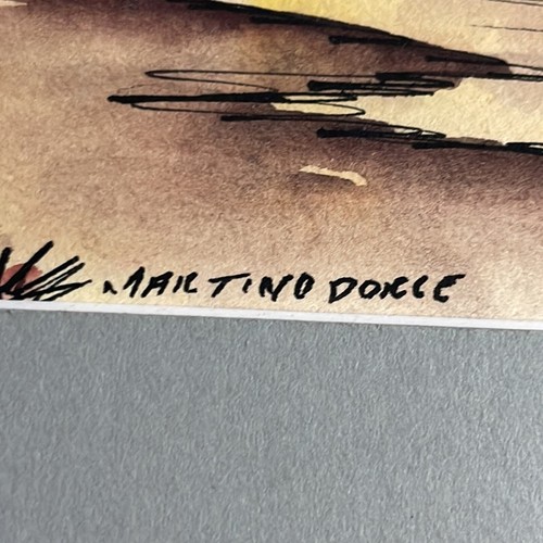 Signiertes Martino Dorce Haitianisches Segelboot Original Tusche & Aquarell auf Papier - Bild 2 von 7