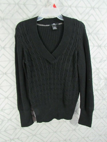 iB Diffusion Sweater Size XL Black Pull Over Ribbed V Neck Long Sleeve Casual
