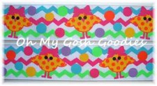 LAST 1 - 25 YARD ROLL SALE 7/8 EASTER CHEVRON POLKA DOT CHICKS GROSGRAIN RIBBON
