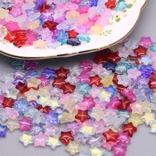 100pcs 12mm Colorful Glass Star Beads Crystal Star Spacer Beads Star Charms C...