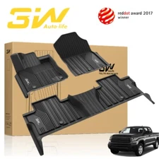 3W Floor Mats For Toyota Tundra CrewMax Cab 2014-2026 All Weather Fit TPE Liners