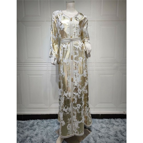 Muslim Abaya Print Kaftan Women Long Sleeve Maxi Dress Kaftan Islamic Robe Gown - Imagen 301 de 309
