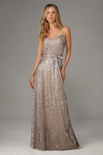 Angelina Faccenda Dress Bridesmaid By Morilee 20477 Taupe Gown Size 12 prom part