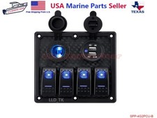 Toggle Rocker Switch Panel 4 Gang Switch Marine Boat Car Rv Camper Atv Utv 12v