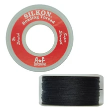 Silkon Bead Stringing Cord Size #2 Onyx Black 20 yd spool. Made in Switzerland