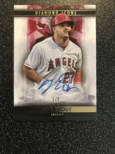 2019 Topps Diamond Icons Mike Trout Red Autograph Auto 1/5 Angels - Picture 2 of 3