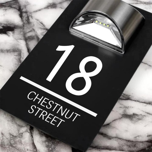 House Number Plaques Personalised House Signs LED Solar Lights D3P7