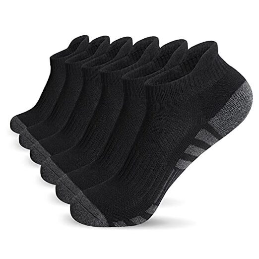 Ankle Athletic Running Socks Cushioned Breathable Low Cut 6-9 Cotton Black