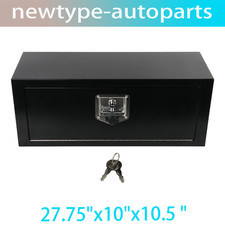 Caja de herramientas de acero 27,75"x10"x10,5 camioneta pickup remolque plataforma de almacenamiento con bloqueo negro