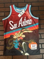 WILE E COYOTE/SAN ANTONIO Red Headgear Classics Basketball Jersey New S M XL