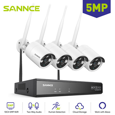 SANNCE Wireless Security Camera System CCTV 5MP 8CH NVR 2 Way Audio Human Detect