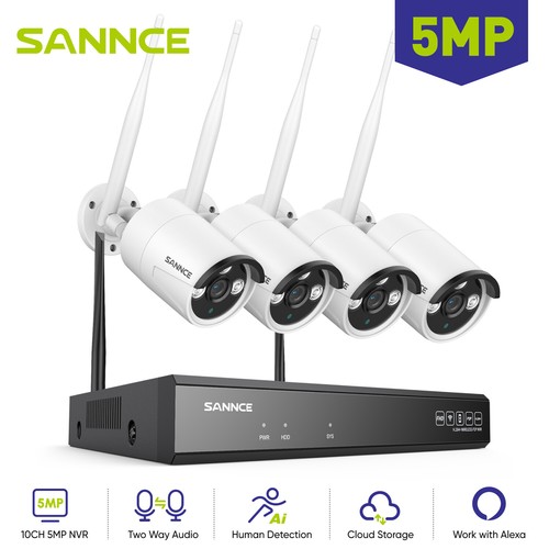 SANNCE 8CH NVR 5MP Wireless Security Camera System Two Way Audio Human Detection