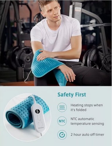 Electric Heating Pad 12" x 24" for Back, Neck Shoulders Fatigue and Cramps - Picture 7 of 7