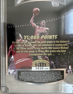 1996 Upper Deck UD Authenticated 25000 Points Jumbo Michael Jordan