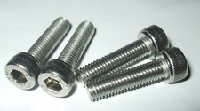 4pc - LONG Water-Bottle-Cage Bolts, Stainless-Steel, 20mm / M5x20mm